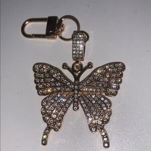 Gold Crystal butterfly purse/bag charm keychain